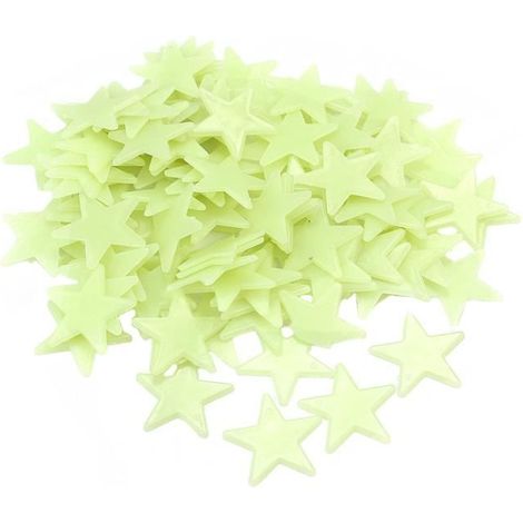 100 X Etoiles Brillant Lumineuses Stickers dans le Noir Plastique Fluorescent (1/3)