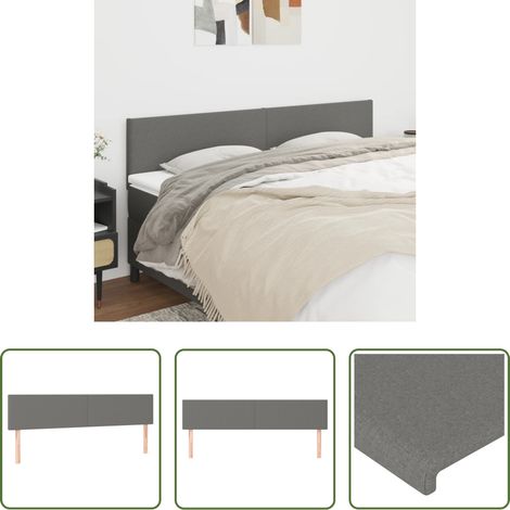 vidaXL Tête de lit en bois - Têtes de lit Gris foncé 160x5x78/88 cm Tissu (1/5)
