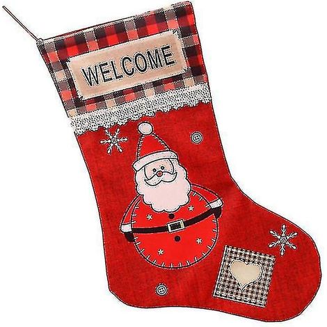 Joli bas de Noël, chaussettes de Noël avec lettres à suspendre, sac cadeau pour chaussettes de Noël (1/2)