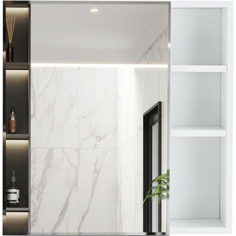 CAIziArmoire à miroir murale minimaliste 55×56 cm, blanche