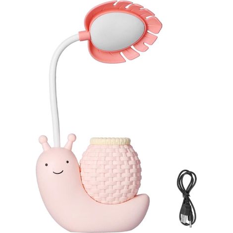 Lampe de Bureau LED Enfant Escargot Porte-Stylo Col Flexible USB Multifonction (1/3)