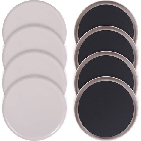 Lot de 8 patins de meubles réutilisables de 12,7 cm (5 po) pour déplacer des meubles lourds et protéger les sols ou les tapis (ronds, beiges) (1/5)