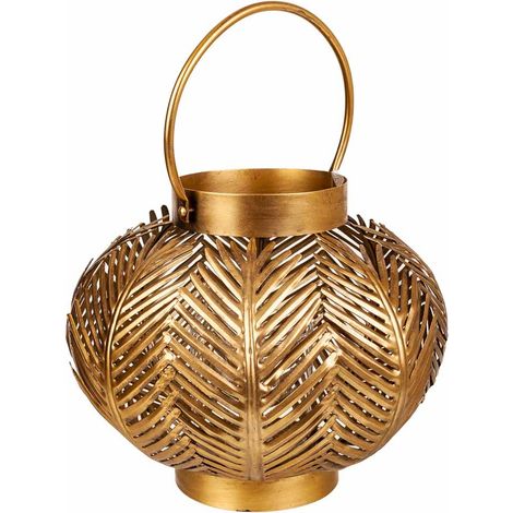 Portavelas de metal dorado 34x34x27