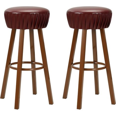 Juego de dos taburetes de bar de diseño silla con asiento sintético marrón 1202068 (1/2)