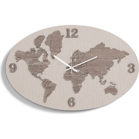 Orologio da parete 70x45 cm PLANISFERO in legno laminato TRS