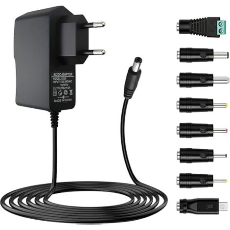 Chargeur 6V 1A Adaptateur Secteur Universel avec 8 Connecteurs, Alimentation AC 230V, 240V vers DC 6V 1000mA Adapter pour Bande LED, Caméra CCTV, Routeur et Tensiomètre, 1,5M (1/3)