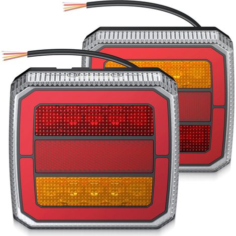 Lot de 2 Feux arrière 40 LED pour Remorque Caravanes 12-30V, 3 zone d’éclairage indépendante, IP65 Étanche, Feux stop, Clignotants, éclairage plaque immatriculation (1/5)