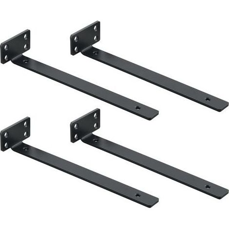 4 Pièces Supports d' Étagère Flottants Mural, Large Éventail d'Applications, Equerre Etagere Murale Durable/Pratique, 25 x 4 x 6.5 CM, Noir (1/5)