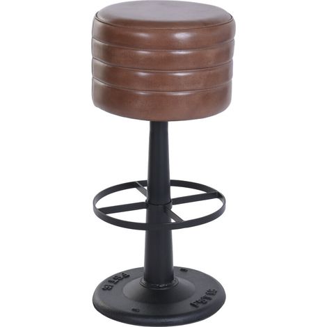 Taburete Piel Metal 36X36X78 Marron (1/5)