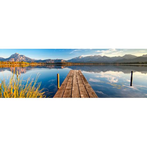 Tableau sur toile ponton automnal 30x97 cm - Impression sur Toile Murale Décorative - Image imprimée en HD sur Toile - Toile sur Châssis en Bois FSC - Fabriqué en France (1/5)