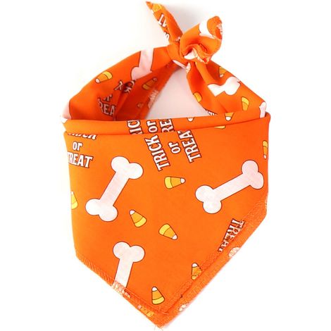 Bufanda de Halloween para perros y gatos – Collar y babero lavables, mezcla de poliéster y algodón, tamaño mediano (70 x 48 cm), 1 pieza, naranja (1/3)