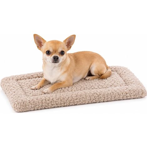 Panier Chien - Coussin Chien et Chat - Coussin rectangulaire Jacquard Taupe - pour Cages métalliques et Cages de Transport - Lavable - 40,5 x 25,5 cm (1/5)