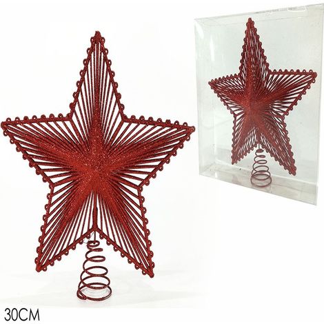 Puntale stella rosso cm 30 per albero di natale da decorazioni natalizi addobbi (1/5)
