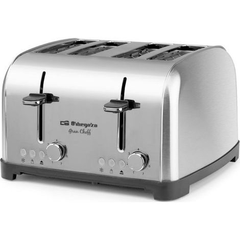 Orbegozo tostador TO 8050, 4 rebanadas, centrado automático del pan, 7 niveles tostado, función descongelado y recalentamiento, parada rápida, 1700W (1/4)