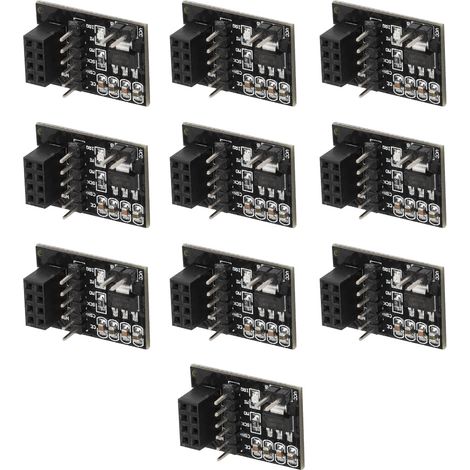 Packung mit 10 NRF24L01+ 8-Pin 3,3V Funkmodulen mit Pinbelegungs-Adapter (1/5)