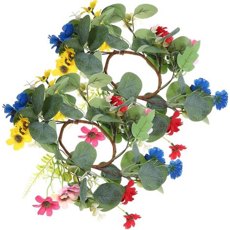Couronnes de bougies avec feuilles d'eucalyptus pour décoration de table (6 pièces) (1/5)