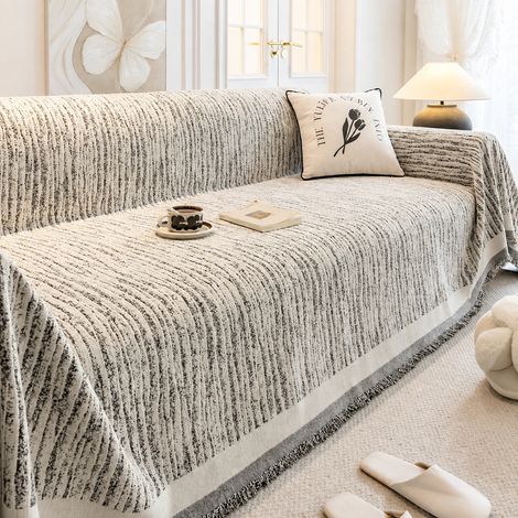 Jeté de canapé en chenille plaid de protection uni noir 180 x 300 cm 1,65 kg – Livraison gratuite (1/3)