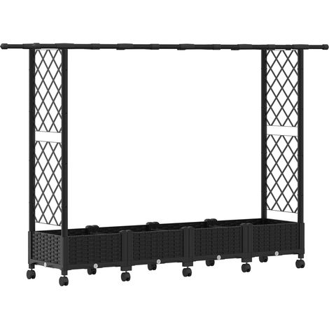Hochbeet mit Rankgitter und Dach Schwarz 203 x 40 x 127 cm PP vidaXL