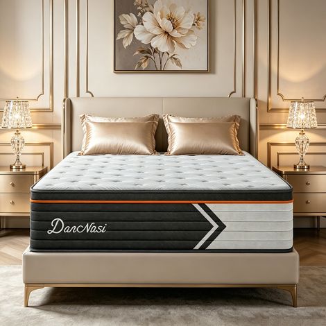 Matelas 90x190 cm Premium, Très épais 26cm, HYBRIDE: Mousse multicouche+Ressorts ensachés, Ergonomique, H3 Mi-ferme,Durable, 7 Zones, Hypoallergénique,Respirant,Support à Haute résilience
