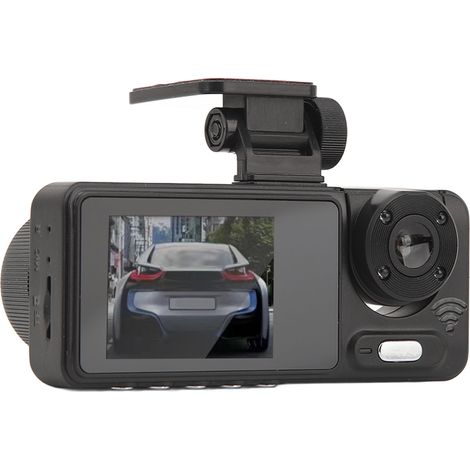 Caméra embarquée 1080p avec triple objectif, écran IPS 2 pouces, vision nocturne, caméra de tableau de bord rotative, surveillance de stationnement et détection de mouvement (1/5)