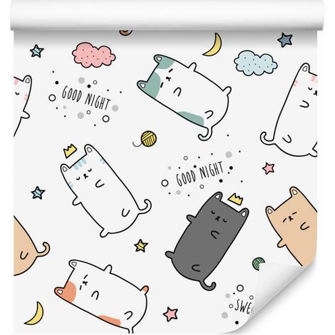 Papier peint chatons endormis pour salon et chambre 50x1000 cm (1/5)