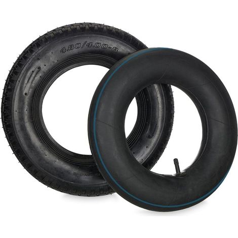 Roue brouette avec chambre à air, profilée, 4.00-8 pouces, pneumatique, charge max. 150 kg, noire (1/5)