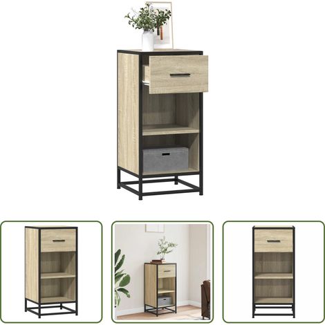 vidaXL Metall -  Sideboard Sonoma-Eiche 35,5x35x76 cm Holzwerkstoff und Metall (1/5)