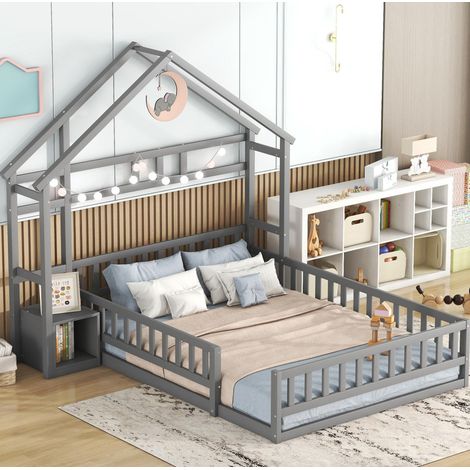 Cama infantil dormitorio con mesita y barandilla OKMYHOME (1/5)