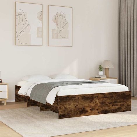 Cadre de lit sans matelas chêne fumé 140x190 cm bois ingénierie (1/5)