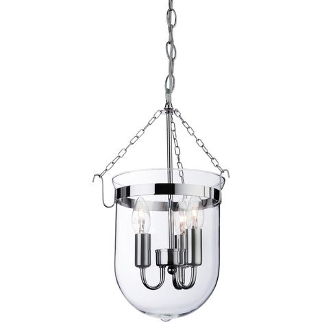 Firstlight Regal - Lanterne à 3 ampoules chromée, verre transparent, E14