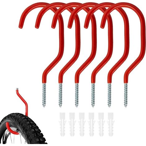 Crochets De Garage Pour Vélo,6 Pièces Crochet de Rangement Mural Robuste,Crochet à Visser,Crochets de Plafond Robustes avec 6 Tubes d'Expansion pour Garage (1/5)