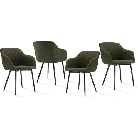 Goeurvant Minimalistische Esszimmerstühle mit breiter Sitzfläche und ergonomischen Armlehnen, Kombination aus Komfort und Eleganz - 4er Set - Grasgrün