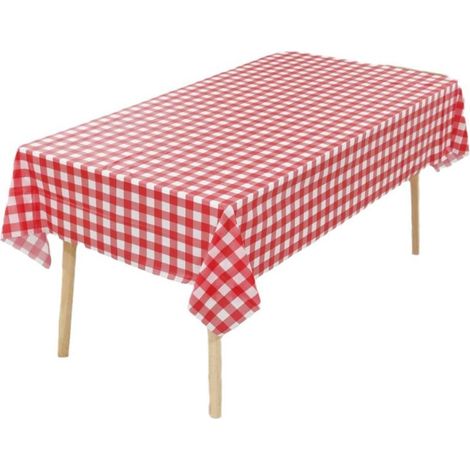 Nappes Jetables Plastique 1.37 x 2.74 M, Nappe Premium RectangulaireTrès Résistant pour l’Aniversaire, Le Mariage, la Gastronomie, Les Réceptions ou Le Ménage-Carreaux Rouge et Blanc (1/5)