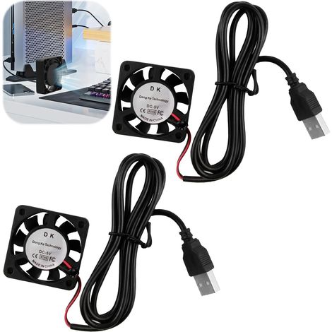 Ensemble de 2 ventilateurs de refroidissement silencieux USB 40x40x10 mm DC 5V avec 50cm fils, 4010 mini ventilateur sans balais, Pour ordinateur, imprimante, surveillance, machine de purification