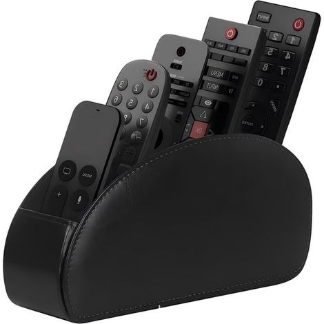 Porta telecomandi in similpelle con 5 scomparti, vano portaoggetti e organizer da scrivania per telecomandi, occhiali, penne e accessori. (1/5)