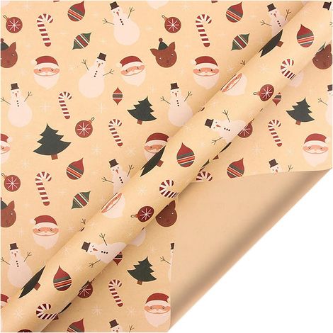 Papier cadeau de Noël Collection Éléments de Noël Papier cadeau simple face Décoration pour anniversaires, fêtes, mariages et cadeaux (1/5)