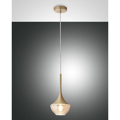 Sospensione Apollo Ottone Satinato 1 Luce Vetro Soffiato Design Elegante 200 Cm (1/2)