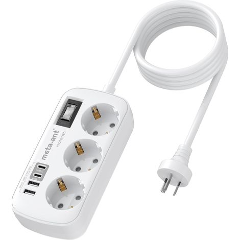 Adaptateur Australie, Adaptateur Chine Prise avec 3 Prises et 4 USB (USB-C 3,4 A), Type I Adaptateur de Voyage Australie pour la Chine, l'Argentine et la Nouvelle-Zélande (1/5)