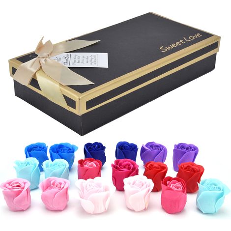 Strauß aus 18 farbenfrohen künstlichen Seidenrosen für Weihnachten, Muttertag, Hochzeit, Valentinstag, Geburtstag (1/5)