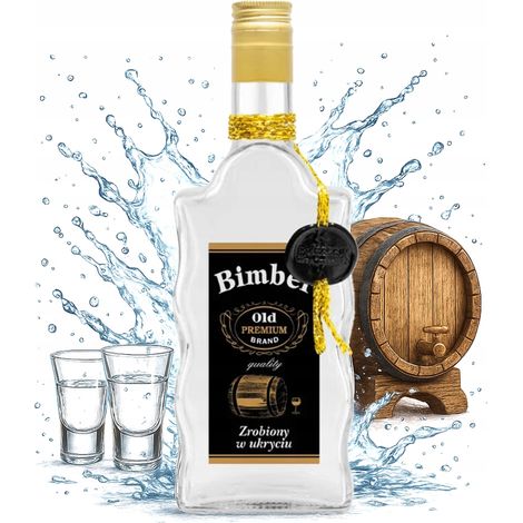 Dekorative Glasflasche FALA 500ml für Schwarzgebrannten, ideal als Hochzeitsgeschenk