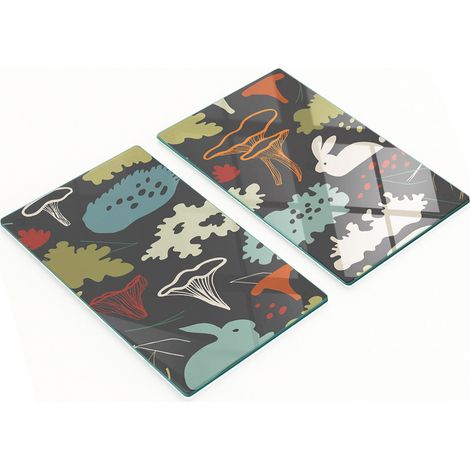 Tableros de vidrio decorativos multifuncionales con estampado de setas, 2x30x52 cm.