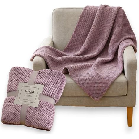 Couverture en coton gaufré, douce et légère, couverture chaude pour canapé, adaptée à l'automne et à l'hiver, violet (1/5)