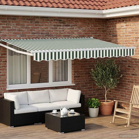 Toldo manual retráctil con LEDs Verde y 3 x 2,5 m