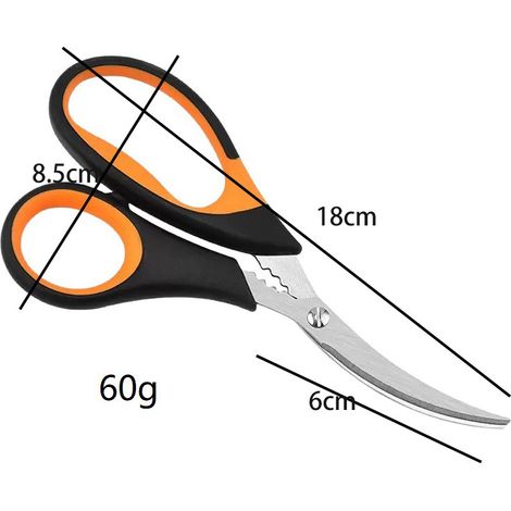Shop Shears, Heavy Duty Stainless Steel Scissor, Industrial Grade Tool for Building and Construction, 18cm, Orange/Black