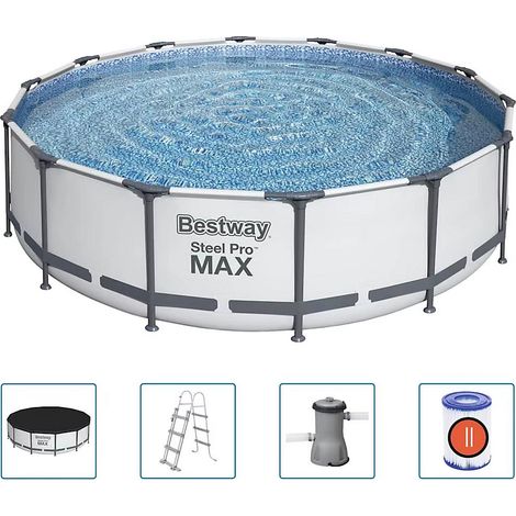 Piscine hors-sol Bestway Steel Pro MAX 427x107cm,Kit piscine extérieure ronde à structure métallique,incluant pompe de filtration (1/5)