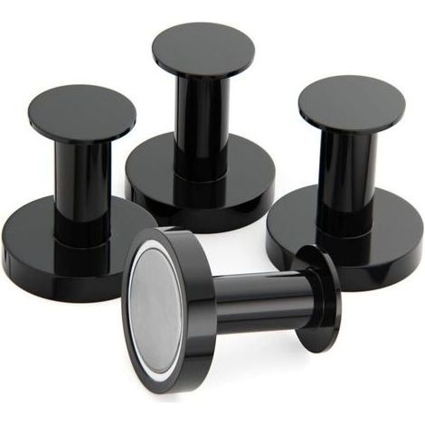 Lntyq 4 Crochets Muraux Noirs Extrêmement Solides, Porte Manteaux pour Porte avec Aimant en Métal Néodyme Rare, Crochets Porte de Frigo (1/4)