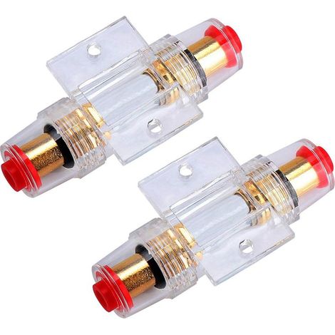 2 portafusibles en línea AGU con fusibles AGU de 60 A para compresores, amplificadores y sistemas de audio para automóviles. (1/5)
