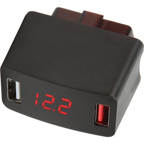 Chargeur de voiture avec contrôle OBD DC12‑24V double USB affichage numérique LED chargeur universel pour véhicule (1/5)