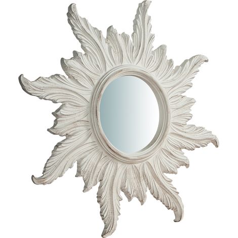 Miroir Mural à accrocher en bois finition blanche vieillie  aux dimensions  L58XPR4XH58 cm Made in Italy