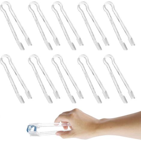 Lot de 10 pinces de service en plastique transparent pour buffet, petit ensemble de pinces de service pour buffet, cuisine (1/5)